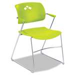 Safco&reg; Veer Series Stacking Chair With Arms, Sled Base, Grass/Chrome, 4/Carton # SAF4286GS