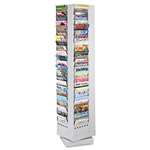 Safco&reg; Steel Rotary Magazine Rack, 92 Compartments, 14w x 14d x 68h, Gray # SAF4325GR