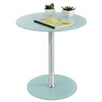 Safco&reg; Glass Accent Table, Tempered Glass/Steel, 17" Dia. x 19" High, White/Silver # SAF5095WH