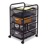 Safco&reg; Onyx Mesh Mobile File w/Four Supply Drawers, 15-3/4w x 17d x 27h, Black # SAF5214BL