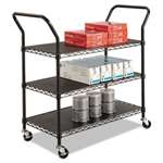 Safco&reg; Wire Utility Cart, Three-Shelf, 43-3/4w x 19-1/4d x 40-1/2h, Black # SAF5338BL