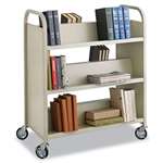 Safco&reg; Steel Slant Shelf Book Cart, Six-Shelf, 36w x 18-1/2d x 43-1/2h, Sand # SAF5357SA