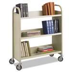 Safco&reg; Steel Slant Shelf Book Cart, Three-Shelf, 36w x 14-1/2d x 43-1/2h, Sand # SAF5358SA