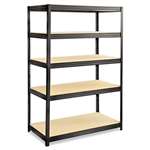 Safco&reg; Boltless Steel/Particleboard Shelving, Five-Shelf, 48w x 24d x 72h, Black # SAF6244BL