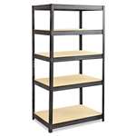 Safco&reg; Boltless Steel/Particleboard Shelving, Five-Shelf, 36w x 24d x 72h, Black # SAF6247BL