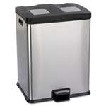 Safco&reg; Right-Size Recycling Station, Rectangular, Steel/Plastic, 15 gal, Stainless/Blk # SAF9634SS