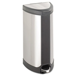 Safco STEPOn Waste Receptacle, Round, Stainless Steel, 