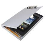 Saunders Storage Clipboard with iPad Air Compartment, 1/2" Capacity, 8 1/2 x 12, Silver # SAU45451