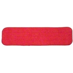 Red 18-inch low-nap microfiber hook-and-loop floor cleaning pad for commercial flat-mop frames