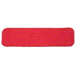 Red 18-inch low-nap microfiber hook-and-loop floor cleaning pad for commercial flat-mop frames