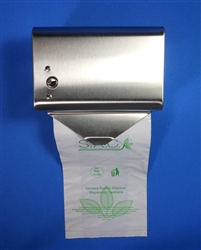 S.A.C. Dispenser for sanitary napkin & tampon disposal bags, roll format, stainless steel, 1 unit