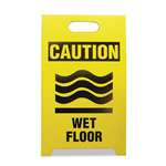 See All&reg; Economy Floor Sign, 12 x 14 x 20, Yellow/Black # SEETPCWET