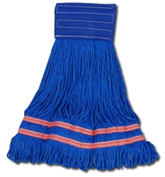 24 ounce blue microfiber looped-end string wet mop for commercial hard-floor cleaning