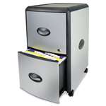 Storex Two-Drawer Mobile Filing Cabinet, Metal Siding, 19w x 15d x 23h, Silver/Black # STX61351U01C