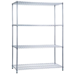 R&B Wire Shelving Unit 24x36x72 (w/o Casters), 4 Wire Shelves