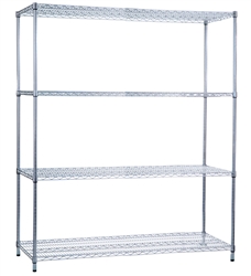 R&B Wire Shelving Unit 24x60x72 (w/o Casters), 4 Wire Shelves