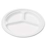 NatureHouse&reg; Bagasse 10" Three-Compartment Plate, 500/Each # SVAP007CT