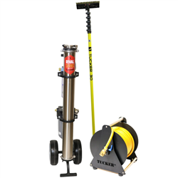 Tucker Rival 4-Stage RO/DI mobile cart pure water window cleaning kit with hose reel and 30 ft water-fed pole