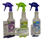 Glass Cleaner, Disinfectant, and Multi-Purpose Cleaner Kit, Makes 6 Quarts (Bottles Included)