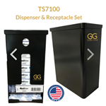 Tampon and Sanitary Napkin Dispenser and Disposal Receptacle Set, black, TS7100BK-PF-SET