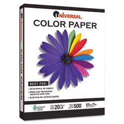 Universal&reg; Colored Paper, 20lb, 8-1/2 x 11, Green, 500 Sheets/Ream # UNV11203