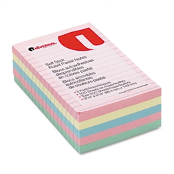 Universal Self-Stick Notes, 4 x 6, 4 Pastel Colors, 5 1