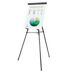 Universal&reg; 3-Leg Telescoping Easel with Pad Retainer, Adjusts 34 to 64, Aluminum, Black # UNV43150