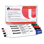 Universal Dry Erase Markers, Chisel Tip, Assorted, 4/Se
