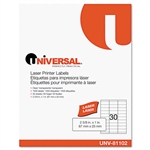 Universal Laser Printer Permanent Labels, 2-5/8 x 1, Cl