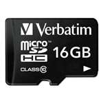 Verbatim&reg; microSDHC Card w/Adapter, Class 10, 16GB # VER44082