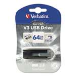 Verbatim&reg; Store 'n' Go V3 USB 3.0 Drive, 64GB, Black/Gray # VER49174