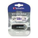 Verbatim&reg; Store 'n' Go V3 USB 3.0 Drive, 128GB, Black/Gray # VER49189