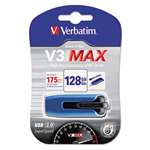 Verbatim&reg; V3 Max, USB 3.0 Drive, 128GB, Metallic Blue # VER49808