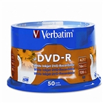 Verbatim Inkjet Printable DVD-R Discs, 4.7GB, 16x, Spin