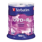 Verbatim DVD+R Discs, 4.7GB, 16x, Spindle, 100/Pack # V