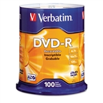 Verbatim DVD-R Discs, 4.7GB, 16x, Spindle, Matte Silver