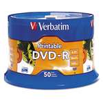 Verbatim&reg; DVD-R Disc, 4.7 GB, 16x, White, 50/Pk # VER95137