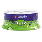 Verbatim&reg; CD-RW Discs, 700MB/80min, 4X/12X, Spindle, 25/Pk # VER95155