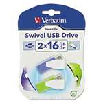 Verbatim&reg; Store 'n' Go Swivel USB Flash Drive, 16GB, 2/Pack # VER98425