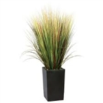 Laura Ashley 60 Inch Tall High End Realistic Silk Grass Floor Plant with Contemporary Planter