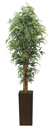 Laura Ashley 7 Foot Tall High End Realistic Silk Bamboo Tree with Brown and Bronze Wood Planter