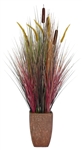 Laura Ashley 48 Inch Tall Realistic Silk Contemporary Onion Grass Plant with Planter