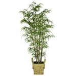 Laura Ashley 6 Foot Tall Realistic Silk Bamboo Tree with Wicker Basket Planter