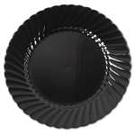 WNA Classicware Plastic Plates, 6" Dia., Black, Round, 10 Plates/Pack # WNACW6180BK