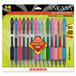 Zebra Sarasa Retractable Gel Pen, Assorted Ink, Medium, 14 per Set # ZEB46824