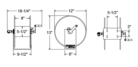 Coxreels V-112H-730 Vacuum Only Direct Crank Rewind Reel | V100 Series |  1-1/2 Hose Diameter | 30' Hose Length