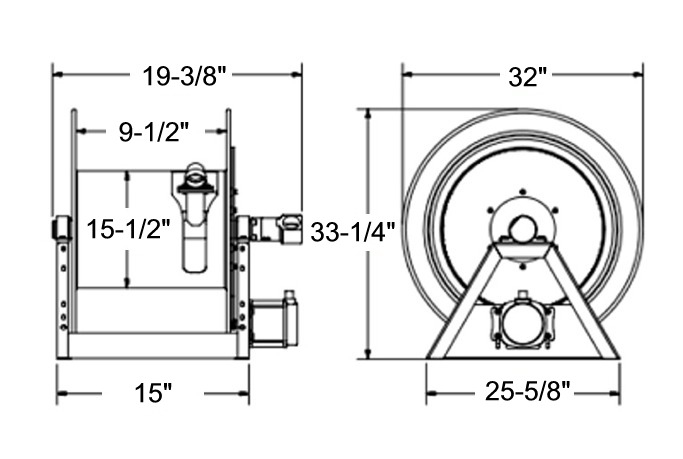 Coxreels 1195-932-AB Motor Rewind Hose Reel, 1195 Series, 2 Hose  Diameter, 50' Hose Length