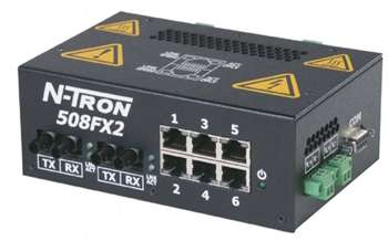 N-Tron Industrial Ethernet Switch w/ N-View - 508FXE2-N-ST-15