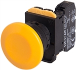 Deca A20B-A4E10Y 22 mm Push Button, Mushroom Head, Yellow