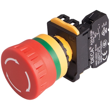 Deca A20B-V4E01R 22 mm E-Stop Switch, 1NC